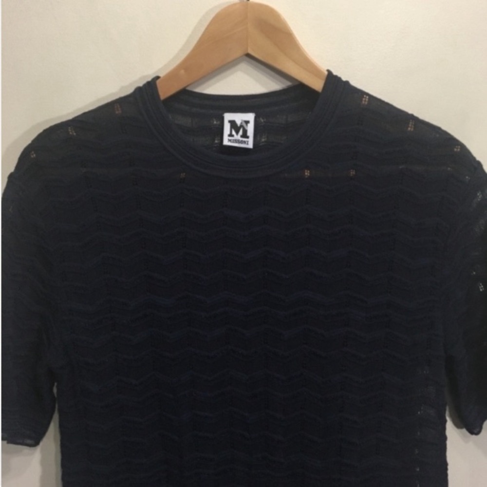 Missoni Knit Stretch Open Lace Shortsleeve Dress Navy Blue Size Medium - Picture 4 of 9
